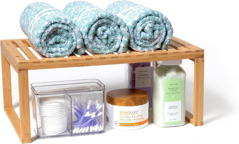 Lipper International Bamboo Kitchen Cabinet Shelf for Organizing Pantry, Countertop, or Bathroom, 15 5/8" x 10"