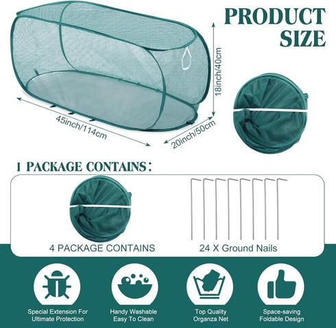 Threehoney 4 45'' 20'' 18'' Pcs x x Pop up Garden Mesh Plant Cover Outdoor Plant Protector Garden Row Raised Bed Cover