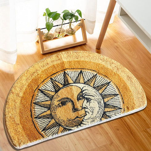 Semi Circle Bathroom Floor Rug, Half Round Door Mat, Non-Slip Welcome Entrance Way Rug, Absorbent Microfiber Tufted Rug