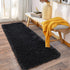 Soft Runner Rugs for Bedroom Hallways - 2x6 Black Fluffy Shag Throw Area Rug Non-Slip for Bedside Dorm Living Room