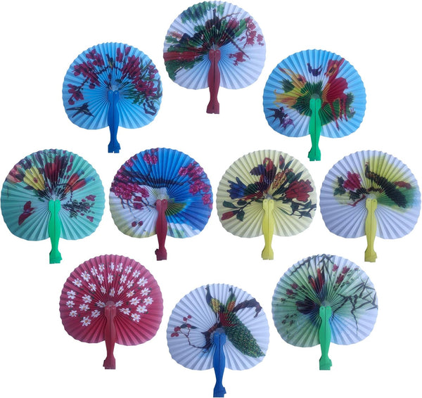 30 Pcs 3.5" Mini Chinese Oriental Handheld Floral Folding Paper Fans - Bulk Assortment for Wedding Birthday Party Favors