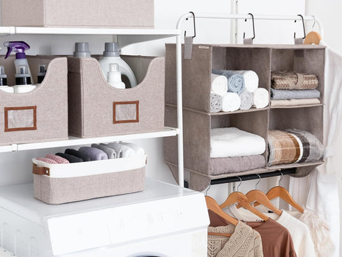 Closet 4-Section Closet StorageWorks Hanging Organizer with Metal Rod, Organizers and Storage, Collapsible Hanging