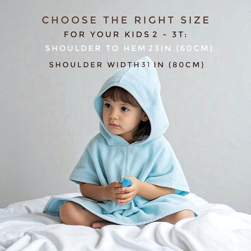 2-3T 100% 2-3T) Hooded Poncho Towel - Organic Cotton, Absorbent & Lightweight for Toddler Boy & Girl, Bath, Pool