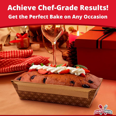 Chef-Grade Elegant 1Lb Paper Loaf Pans, 25 Pk Disposable Bakeable Kraft Pan for Baking Bread, Cake, Sweets