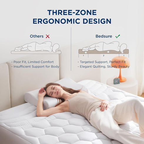 Queen Mattress Pad - Quilted Fitted Protector Cover with 8-21" Deep Pocket, White by Bedsure
