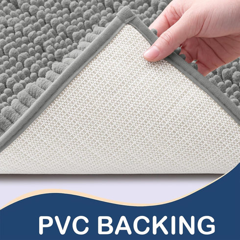 Arotive Luxury Chenille Toilet Rugs U-Shaped, Extra Soft Thick Absorbent Non-Slip Bathroom Mats, Grey