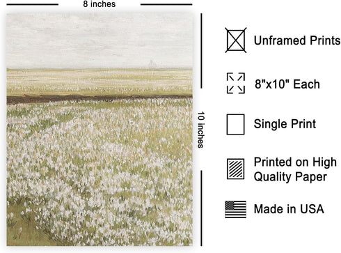Poster Master Vintage Field of Blooming Wildflowers Poster - Spring Landscape Print - Flower Art - Gift for Men & Women - Floral Decor for Farmhouse, Living Room or Bedroom - 8x10 UNFRAMED Wall Art