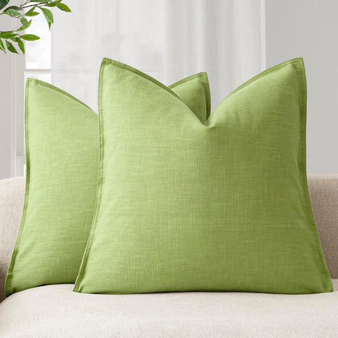 Foindtower Pack of 2, Decorative Linen Soild Throw Pillow Covers Soft Accent