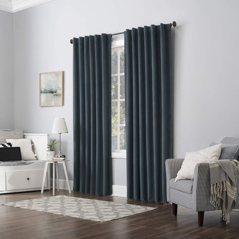 Sun Zero Hampshire Velvet Noise Reducing Thermal Total Blackout Curtain Panel, 50" x 96", Teal