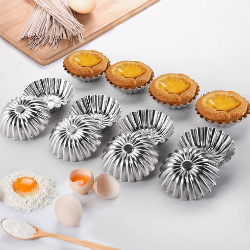Dicunoy 100 PCS Egg Tart Molds, 3" Mini Tart Pie Pan, Aluminum Brioche Mold for Tart Shells, Cupcakes, Muffins