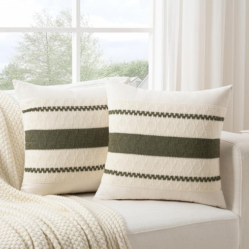 Fancy Homi Set 1 24x24 Inch of Boho Olive Green Big Decorative Throw Pillow Cover for Couch Bed Bedroom, Aesthetic