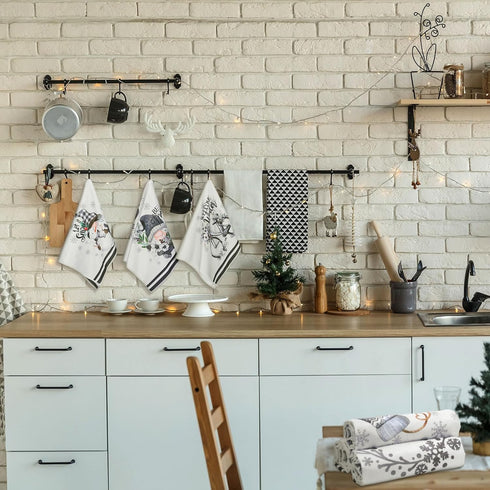 6 Preboun Pcs Hello Winter Kitchen Towels Snowman Gnome Dish Snowflake Tea Christmas Hand Drying Towels Baking Cooking