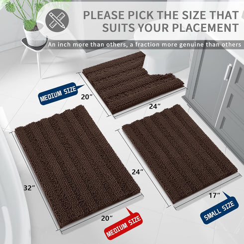 Yimobra Bathroom Rug Mat, 32" x 20", Extra Thick Super Absorbent Bath Rugs, Non-Slip Quick Dry Soft Shower Carpet
