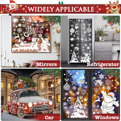 236PCS Christmas Window Clings, 9 Sheets Double-Sided Snowflakes Stickers for Glass Window Decor