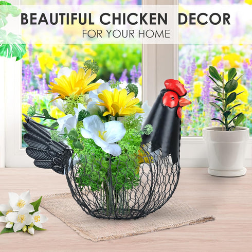 FJAXLJGYP Countertop Chicken Egg Basket, Egg Collecting Baskets,Metal Wire Egg Basket with Handle, Farmhouse Chicken