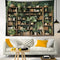 HVEST Green Plant Bookshelf Tapestry Book on Bookshelf and Plant Potted Tapestry