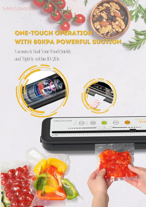MegaWise Powerful and Compact Vacuum Sealer Machine in Silver