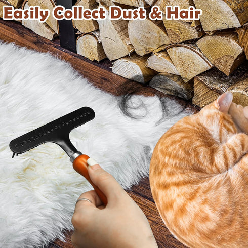 Hand Held Carpet Rake for Matted Carpet, Portable Shag Rug Rake, 6.0 x 4.3 inches, Black