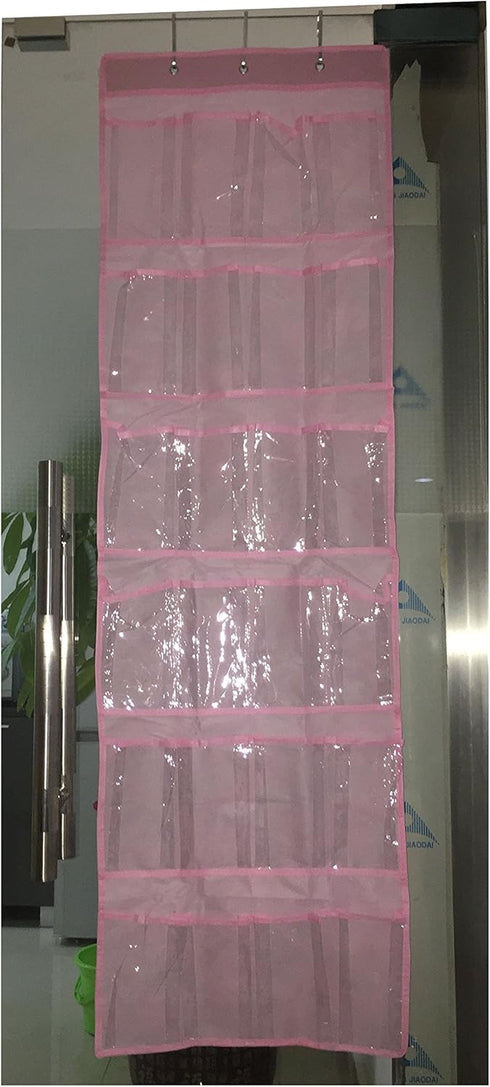 WZYuan 24-Pocket Over The Door Shoe Organizer (Pink)