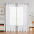 Snow White Linen Sheer Curtain Panel - 72" Long Faux Linen Window Treatment Drape, Sets of 2, 54x72 Inch
