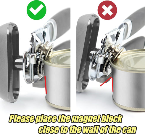 Can Opener, No-Trouble-Lid-Lift Manual Handheld with Magnet, Smooth Edge Safe Cut for Seniors