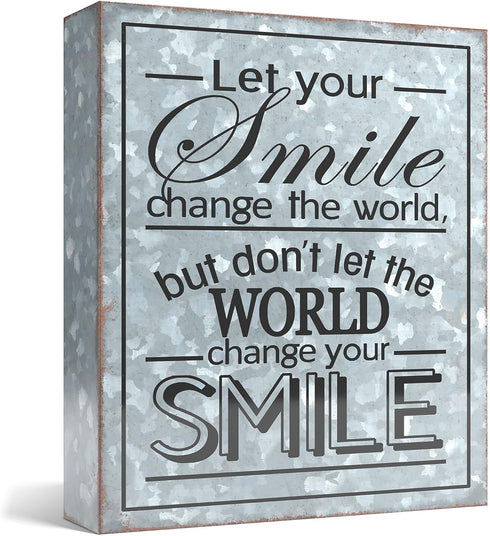 Barnyard Designs Wooden Box Sign, Motivational Desk Decor for Women, Smile