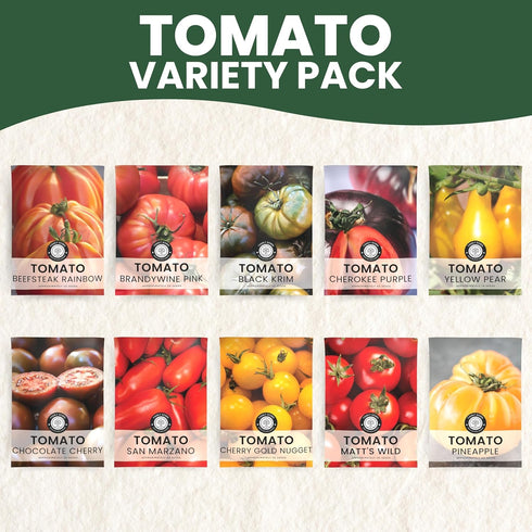 10 Packs 2026 Tomato Seeds | Individual | Season | Non-GMO | Roma, Brandywine, Cherry & More! | for Planting Indoor