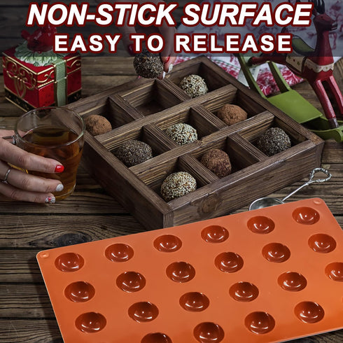 Mini 24-Cavity Semi Sphere Silicone Molds, Non-Stick, 2 Packs Half Sphere Baking Molds for Jelly, Chocolates, and Cake