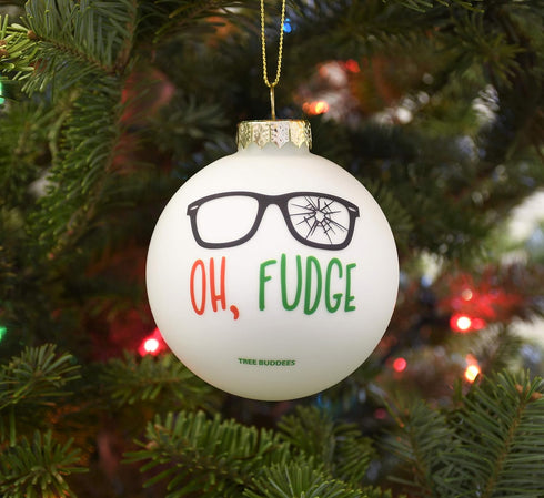 Tree Buddees Oh Fudge Funny Glass Christmas Ornament