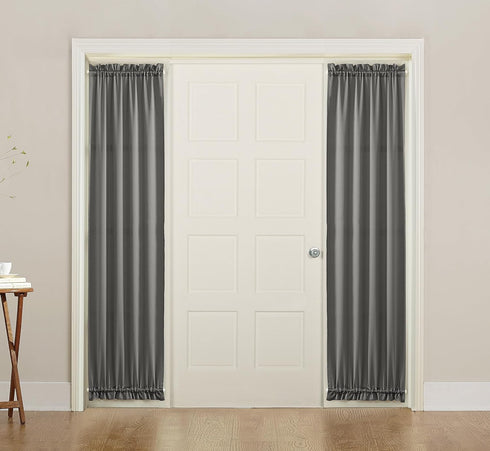 Sun Zero Barrow Energy Efficient Rod Pocket Door Sidelight Curtain Panel, 26" x 72", Gray