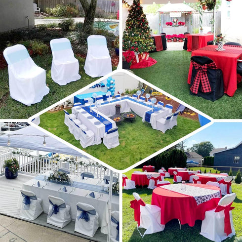 5 Efavormart PCS Gold Linen Polyester Folding Chair Covers for Dining Chairs Party Wedding Banquet Outdoor Event
