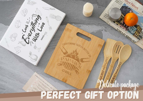INNObeta Papaw Gifts Bamboo Cutting Board for Grandpa, 11.41"x8.66", Perfect for Father's Day and Christmas