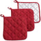 DII Basic Terry Collection Quilted Potholder - 100% Cotton, Barn Red, 3 Piece