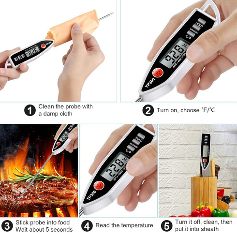 Meat Food Thermometer, Digital Candy Cooking Thermometer, Instant Read for BBQ Grill, Oil, Milk, Bath Water, Deep Fry