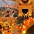 5 Pack Fall Decor Garland with Lights, 50 Ft 100 LED Enlarged Maple Leaves, Waterproof Battery Operated Indoor Outdoor
