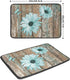 Rustic Daisy Dish Drying Mat for Kitchen Countertop 18x24 inch Fall Teal Sunflowers on Wooden Board Dish Drainer Mats Fast Drying Country Vintage Style Shabby Chic Flower Dish Drying Pad Decor Large