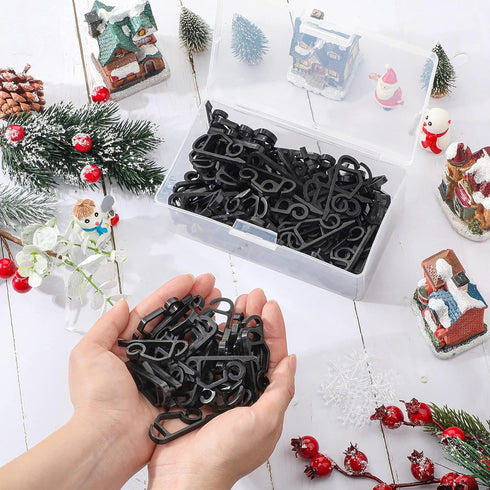 Marsui 120 Pieces Christmas Light Clips, Outdoor Gutter Hooks for Hanging String Lights (Black)