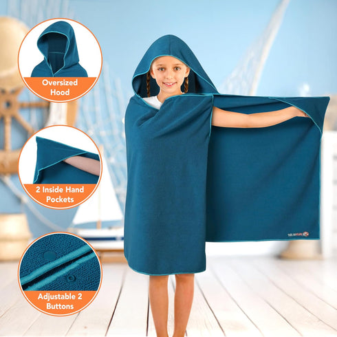 30x60 inch, 3-9 SUN CUBE Kids Hooded Towel, Absorbent Quick Dry Beach Bath Towel, Swim Surf Poncho Wrap Shower, Pool