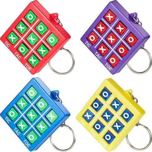 Hicarer Tic Tac Toe Keychain for Kids - Party Favors for Mini Backpack Clip, 8 Pcs (Red, Blue, Yellow, Purple)
