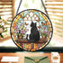 FIVITY 7.8" Black Cat Suncatcher Stained Glass Window Hanging Bookshelf Sun Catchers Book Lover Ornament Wall Art Home