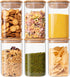 Glass Food Storage Jars 37 oz Set of 6 - Clear Glass Containers with Bamboo Lid Airtight for Tea, Coffee, Sugar
