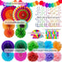 Huryfox 33pcs Fiesta Party Decorations - Colorful Mexican Themed Hanging Paper Fans, Pom Poms, and Streamers