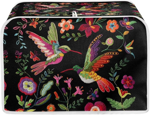 Embroidered Bird Toaster Covers, 2 Slice Small Kitchen Appliance Cover, Quilted Polyester Fabric Kitchen Accessories