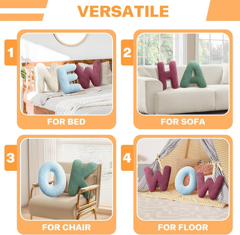 14.9" Lx11.8 huraty Alphabet L Pillow Ginger Initial Letter Cushion Decorative Nursey Pillow Lambs Wool Novelty Room