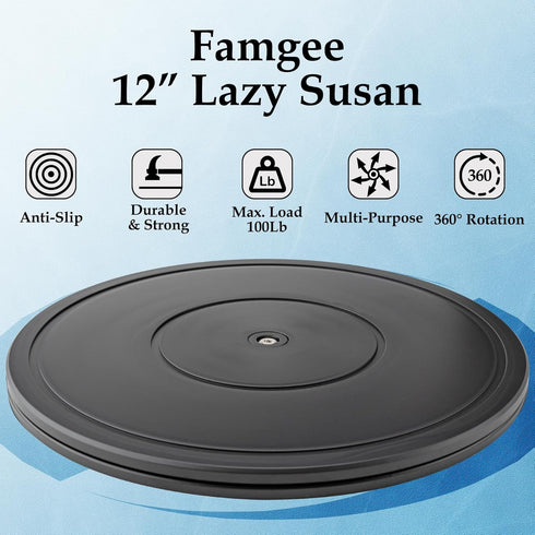 Famgee 12 Inch Heavy Duty Lazy Susan Turntable Rotating Swivel Stand with Steel Ball Bearings for Flat Panel Monitors