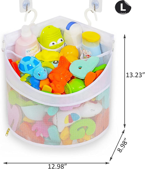 Baby Bath Toy Organizer - Quick Drying Mould Proof Corner Hang-Suspension Holder for Shower Caddy