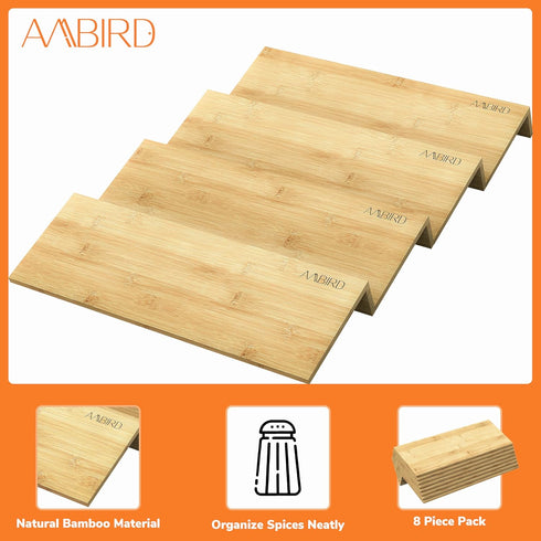 Mat,4 2 Set 9.5''to 19'', Kitchen,Cabinet,Drawers,Countertop AMBIRD Bamboo Spice Drawer Organizer with Non-slip Tier