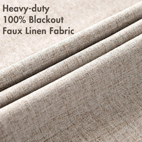 Grommet 52 84 Inch (2 MIULEE Blackout Curtains for Bedroom Linen Texture Solid Thermal Insulated Natural Khaki Room