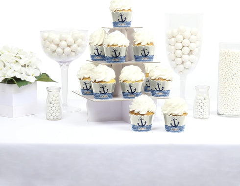 Big Dot of Happiness Ahoy Nautical Baby Shower or Birthday Party Decorations Cupcake Wrappers Set of 12