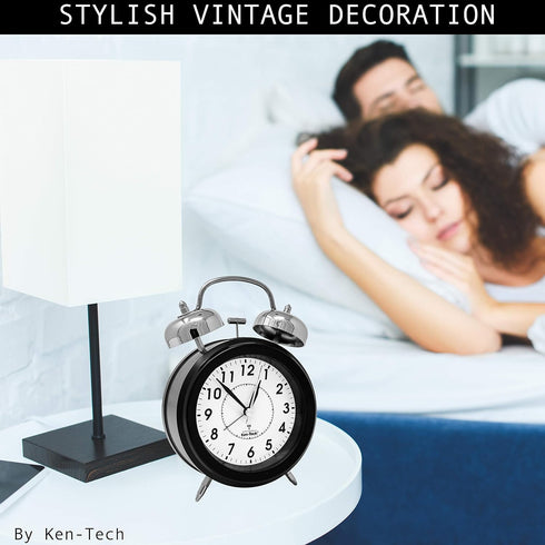 Sonnet Twin Bell Alarm Clock, SONNET-T-4678 - Very Loud, Battery Operated, Black